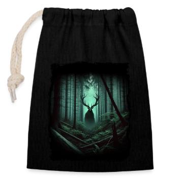 Leshy - Slavic protector of the forest - Closable cotton gift bag (14x20cm) - black - Front