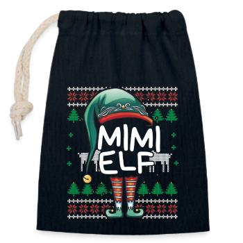 Mimi Elf Funny Christmas Family Outfit - Closable cotton gift bag (14x20cm) - navy - Front
