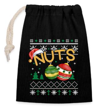 Chest Nuts Lustiges Weihnachts-Couples Outfit - Verschließbarer Geschenkbeutel aus Baumwolle (14x20cm) - Schwarz - Vorne