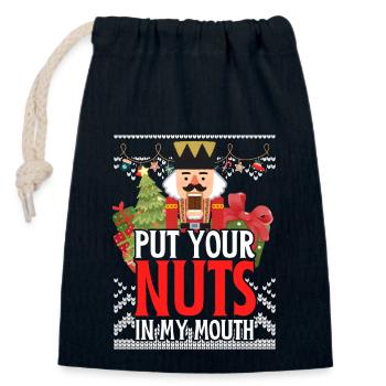 Naughty Nutcracker Put Your Nuts In My Mouth - Verschließbarer Geschenkbeutel aus Baumwolle (14x20cm) - Navy - Vorne