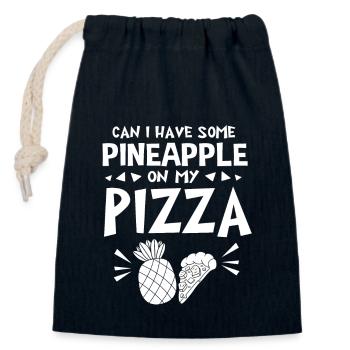 Pizza Hawaï - Sac cadeau en coton avec cordon (14 x 20 cm) - bleu marine - Devant