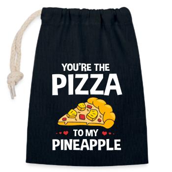 Pizza Hawaï Pizza Ananas - Sac cadeau en coton avec cordon (14 x 20 cm) - bleu marine - Devant
