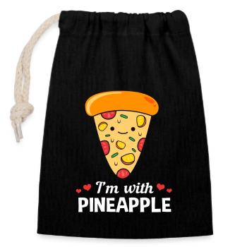 Pizza Hawaï Pizza Ananas - Sac cadeau en coton avec cordon (14 x 20 cm) - noir - Devant