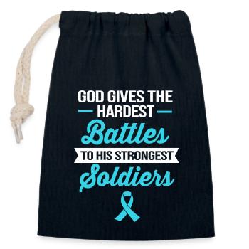 Lung Cancer Survivor Lung - Closable cotton gift bag (14x20cm) - navy - Front