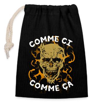 Comme ci comme ça Skull - Sac cadeau en coton avec cordon (14 x 20 cm) - noir - Devant