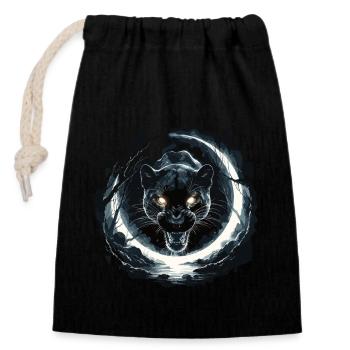 Mystic Panther and Full Moon - Closable cotton gift bag (14x20cm) - black - Front