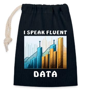 I SPEAK FLUENT DATA - Verschließbarer Geschenkbeutel aus Baumwolle (14x20cm) - Navy - Vorne