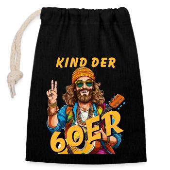 MANN KIND DER 60er - Verschließbarer Geschenkbeutel aus Baumwolle (14x20cm) - Schwarz - Vorne