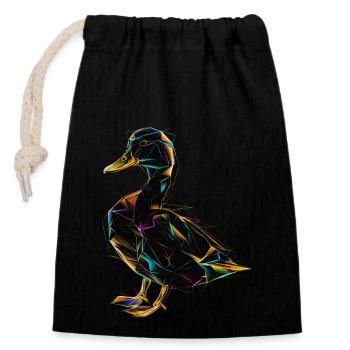 Canard - Sac cadeau en coton avec cordon (14 x 20 cm) - noir - Devant