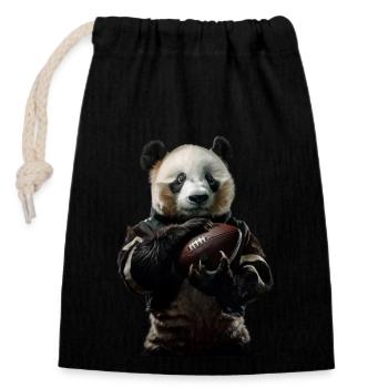 Panda - Closable cotton gift bag (14x20cm) - black - Front