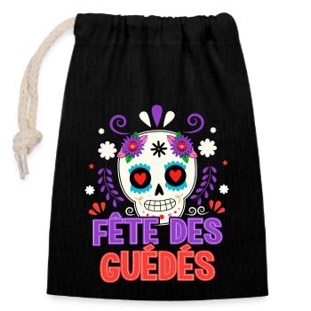 Proud Haitian flag country Haiti Pride - Closable cotton gift bag (14x20cm) - black - Front