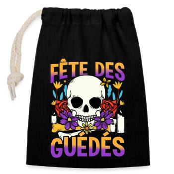 Proud Haitian flag country Haiti Pride - Closable cotton gift bag (14x20cm) - black - Front
