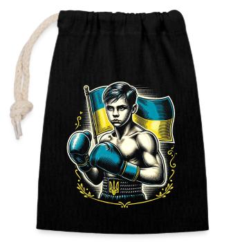 Ukrainischer Boxer Patriotischer Boxkämpfer - Verschließbarer Geschenkbeutel aus Baumwolle (14x20cm) - Schwarz - Vorne