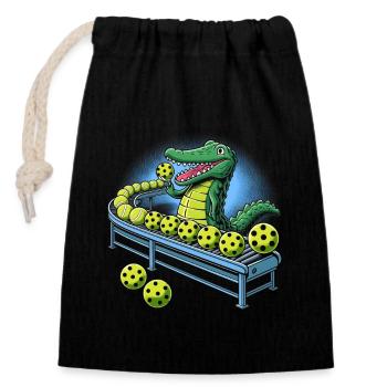 Crocodile Pickleball Factory Funny Pickleball - Closable cotton gift bag (14x20cm) - black - Front