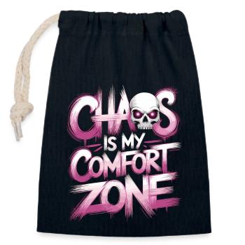 Chaos is my feel-good area - Closable cotton gift bag (14x20cm) - navy - Front