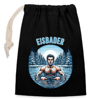Eisbader – Kältetherapie und Winterschwimmen - Verschließbarer Geschenkbeutel aus Baumwolle (14x20cm) - Schwarz - Vorne
