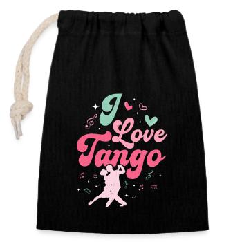 J’aime le tango, la musique latine, la danse tango, la danse - Sac cadeau en coton avec cordon (14 x 20 cm) - noir - Devant