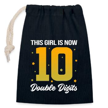 12th Birthday Ten Year of Birth Date of Birth - Closable cotton gift bag (14x20cm) - navy - Front