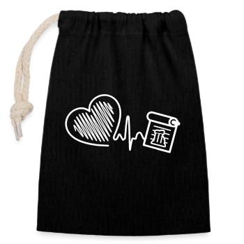 History Teacher History Teacher Heartbeat - Closable cotton gift bag (14x20cm) - black - Front
