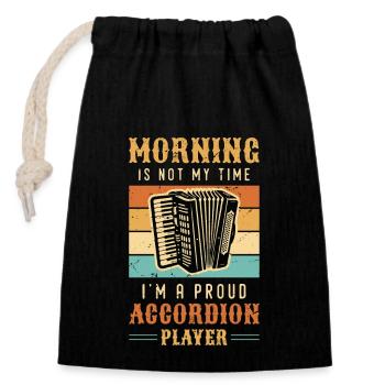 Accordéoniste Musicien Morning Is Not My Time - Sac cadeau en coton avec cordon (14 x 20 cm) - noir - Devant