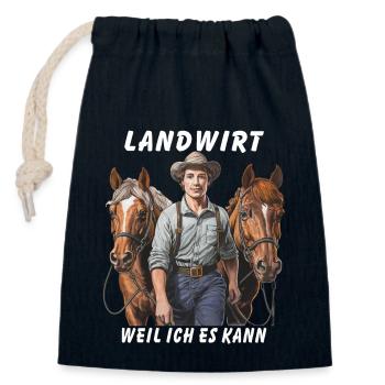 LANDWIRT WEIL ICH ES KANN - Verschließbarer Geschenkbeutel aus Baumwolle (14x20cm) - Navy - Vorne