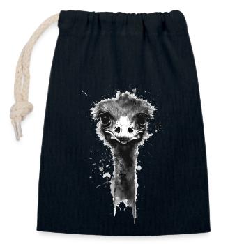 Autruche - Sac cadeau en coton avec cordon (14 x 20 cm) - bleu marine - Devant
