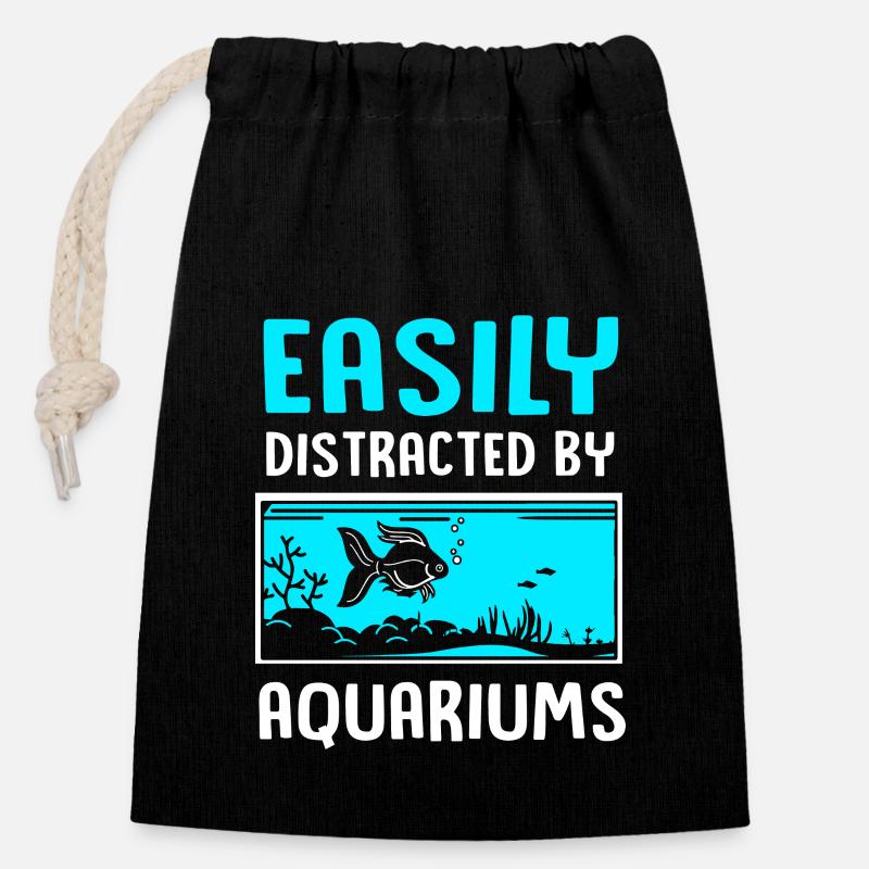 Aquarium Aquarist - Verschließbarer Geschenkbeutel aus Baumwolle (14x20cm) - Schwarz
