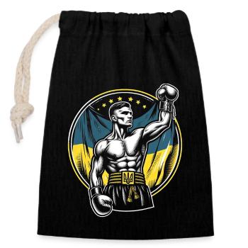 Ukrainischer Boxer Patriotischer Boxkämpfer - Verschließbarer Geschenkbeutel aus Baumwolle (14x20cm) - Schwarz - Vorne