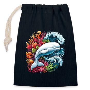 Marine mammal marine mammal marine mammal beluga whale ketologist - Closable cotton gift bag (14x20cm) - navy - Front