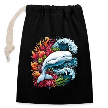 Marine mammal marine mammal marine mammal beluga whale ketologist - Closable cotton gift bag (14x20cm) - black - Front