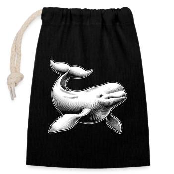 Beluga-wal, Meeresbewohner, Wal-meeresbiologie - Verschließbarer Geschenkbeutel aus Baumwolle (14x20cm) - Schwarz - Vorne