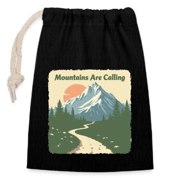 MOUNTAINS ARE CALLING - Closable cotton gift bag (14x20cm) - black - Front