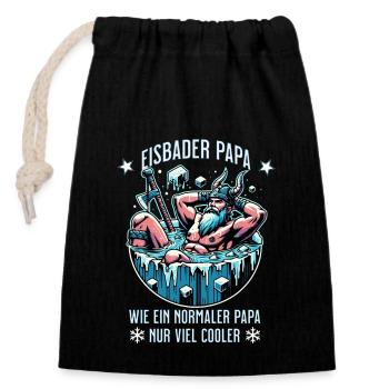 Der Eisbader Papa – Eisbaden im ewigen Eis - Verschließbarer Geschenkbeutel aus Baumwolle (14x20cm) - Schwarz - Vorne