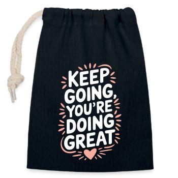 Harness Positivity And Mental Well-Being Through - Verschließbarer Geschenkbeutel aus Baumwolle (14x20cm) - Navy - Vorne