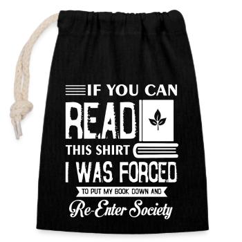 Book Addicted To Book - Closable cotton gift bag (14x20cm) - black - Front