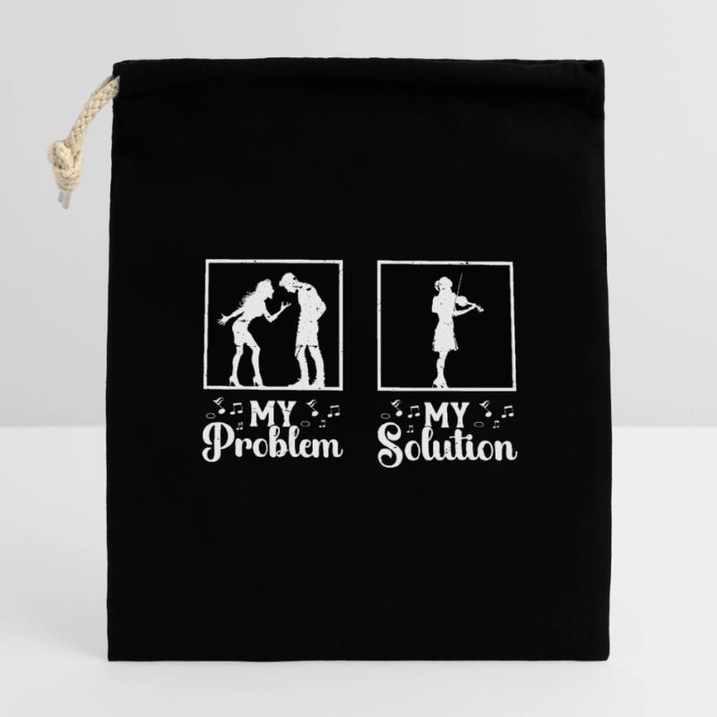 Fiddle Player My Problem My Solution Pictogram Mom Closable cotton gift bag (14x20cm)
