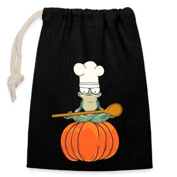 Pumpkin Cook Cooks Cook Host Frog Frogs - Closable cotton gift bag (14x20cm) - black - Front