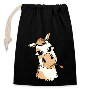 Bébé Poulain Poney Cheval Chevaux Enfants Enfant - Sac cadeau en coton avec cordon (14 x 20 cm) - noir - Devant