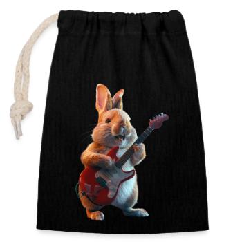 Rabbit - Closable cotton gift bag (14x20cm) - black - Front