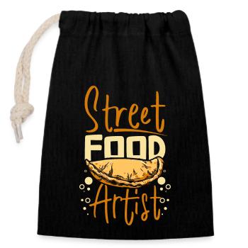 Street food artist Empanadas maker - Closable cotton gift bag (14x20cm) - black - Front