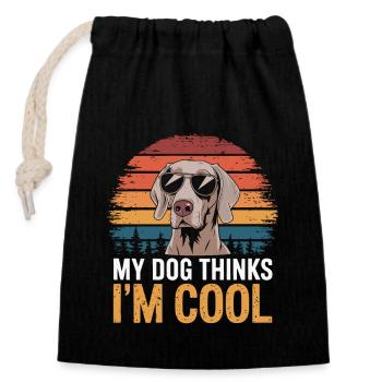 Weimaraner Mein Hund Denkt Das Ich Cool Bin - Verschließbarer Geschenkbeutel aus Baumwolle (14x20cm) - Schwarz - Vorne