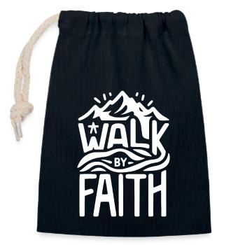 Walk by Faith - Closable cotton gift bag (14x20cm) - navy - Front