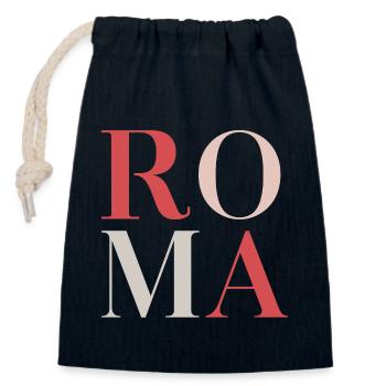 Roma - Sac cadeau en coton avec cordon (14 x 20 cm) - bleu marine - Devant