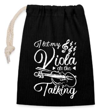 I let my viola do the talking - Verschließbarer Geschenkbeutel aus Baumwolle (14x20cm) - Schwarz - Vorne