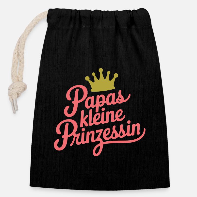 Papas kleine Prinzessin - Verschließbarer Geschenkbeutel aus Baumwolle (14x20cm) - Schwarz