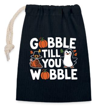 Pinguin Erntedankfest Gobble Till You Wobble - Verschließbarer Geschenkbeutel aus Baumwolle (14x20cm) - Navy - Vorne
