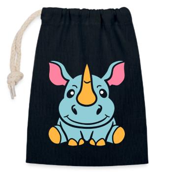 Nashorn - Verschließbarer Geschenkbeutel aus Baumwolle (14x20cm) - Navy - Vorne