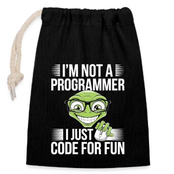 Programmeur Informatique Freak Code PC - Sac cadeau en coton avec cordon (14 x 20 cm) - noir - Devant
