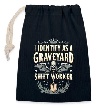 I Identify As A Graveyard Shift Worker - Closable cotton gift bag (14x20cm) - navy - Front