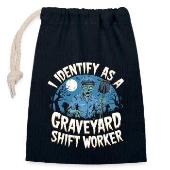 I Identify As A Graveyard Shift Worker - Closable cotton gift bag (14x20cm) - navy - Front
